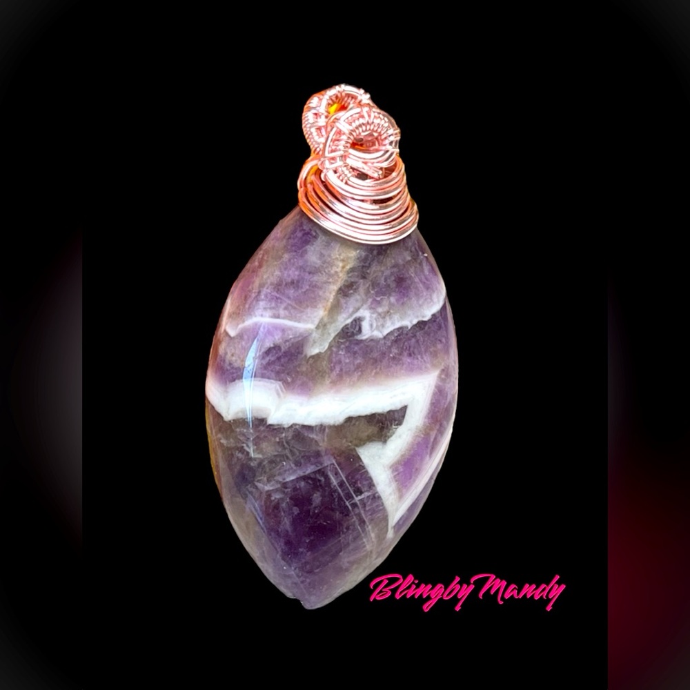 💜Genuine chevron dream amethyst wire wrapped-February birthday color